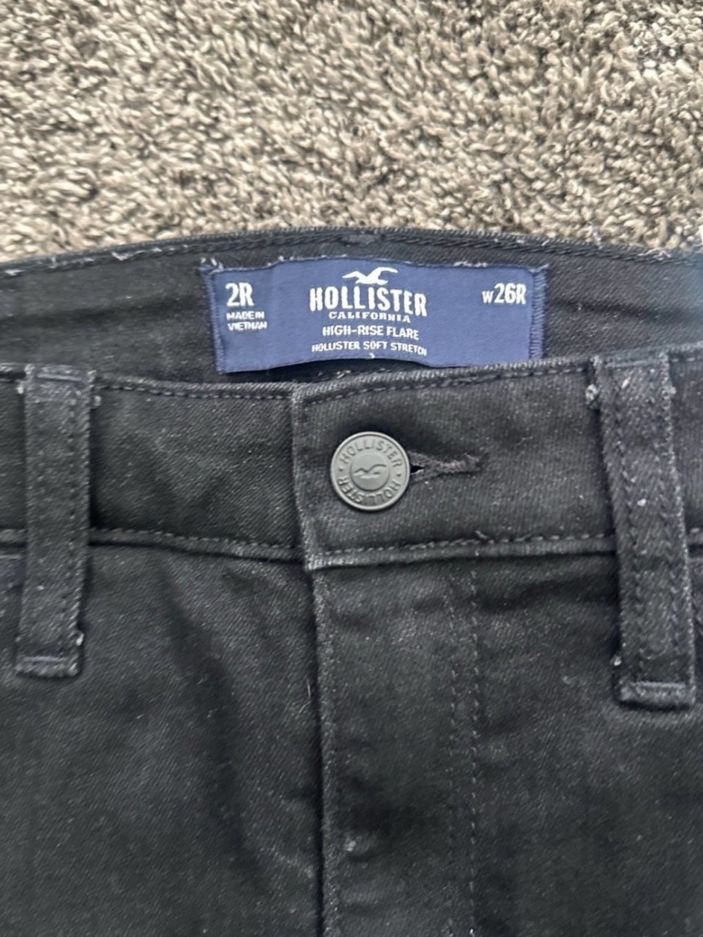 Hollister High-Rise Black Flare Jeans Size 2R 0402 - Picture 2 of 2